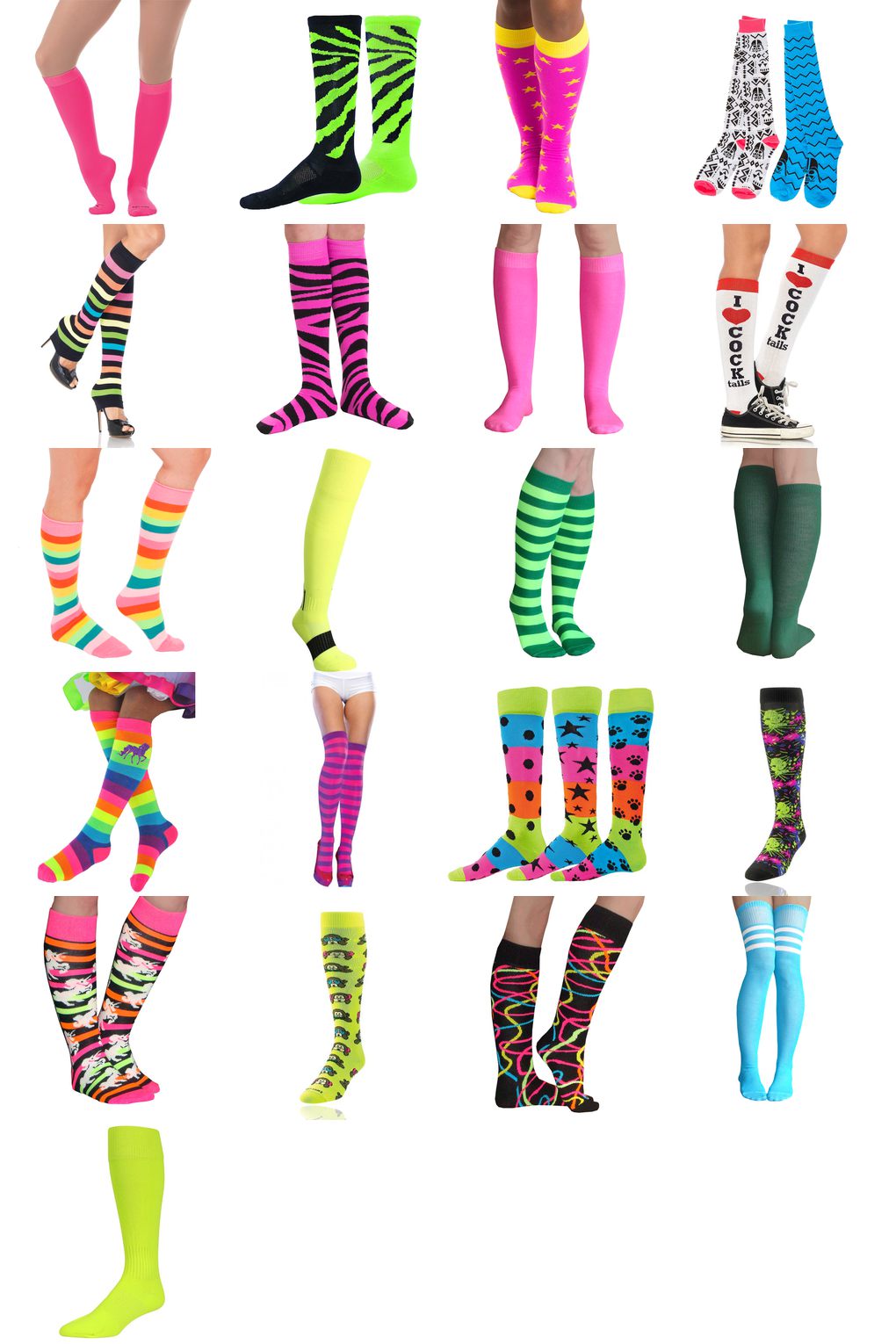 knee high neon socks